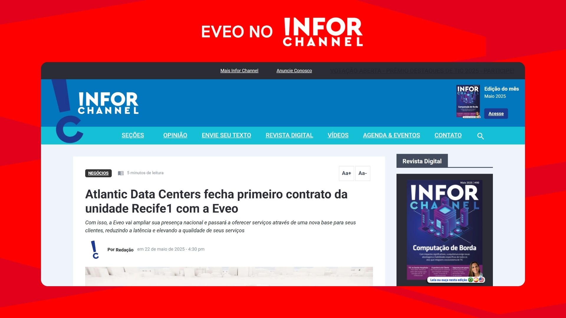 Atlantic Data Centers fecha primeiro contrato da unidade Recife1 com a EVEO - Infor Channel