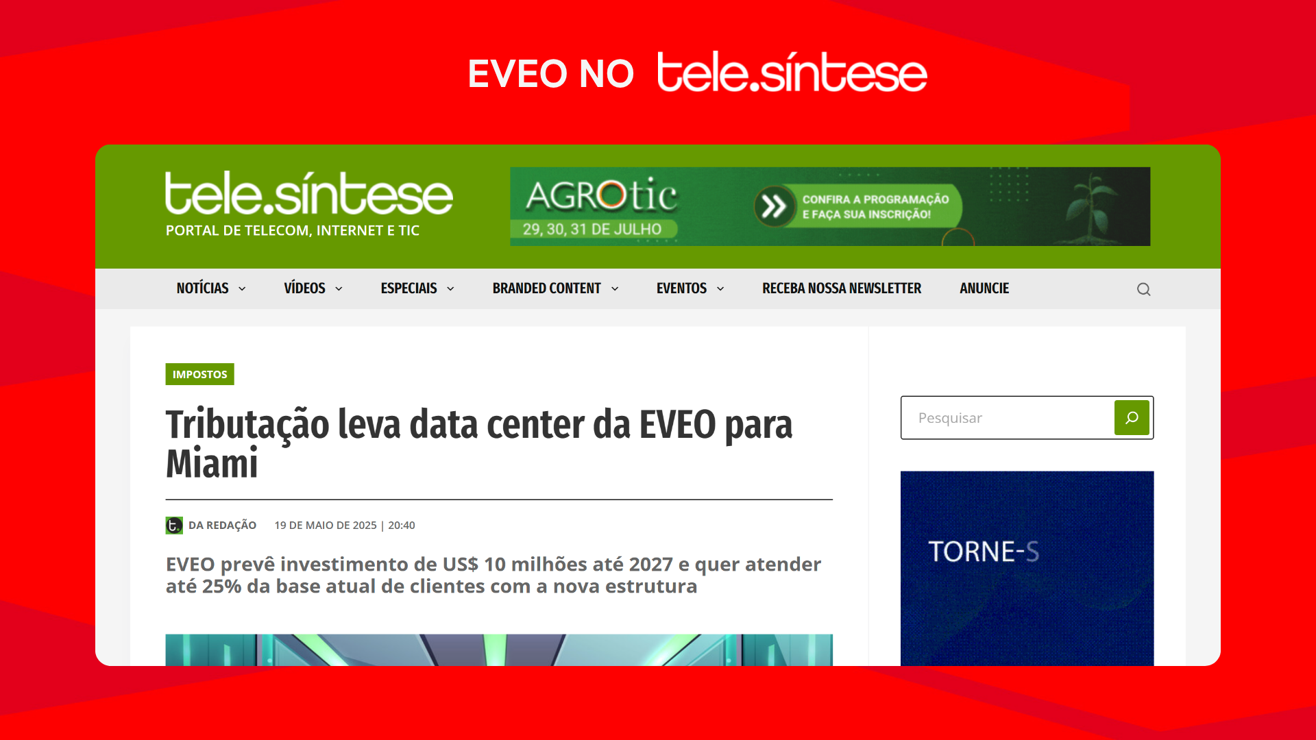 Tributação leva data center da EVEO para Miami - TeleSintese