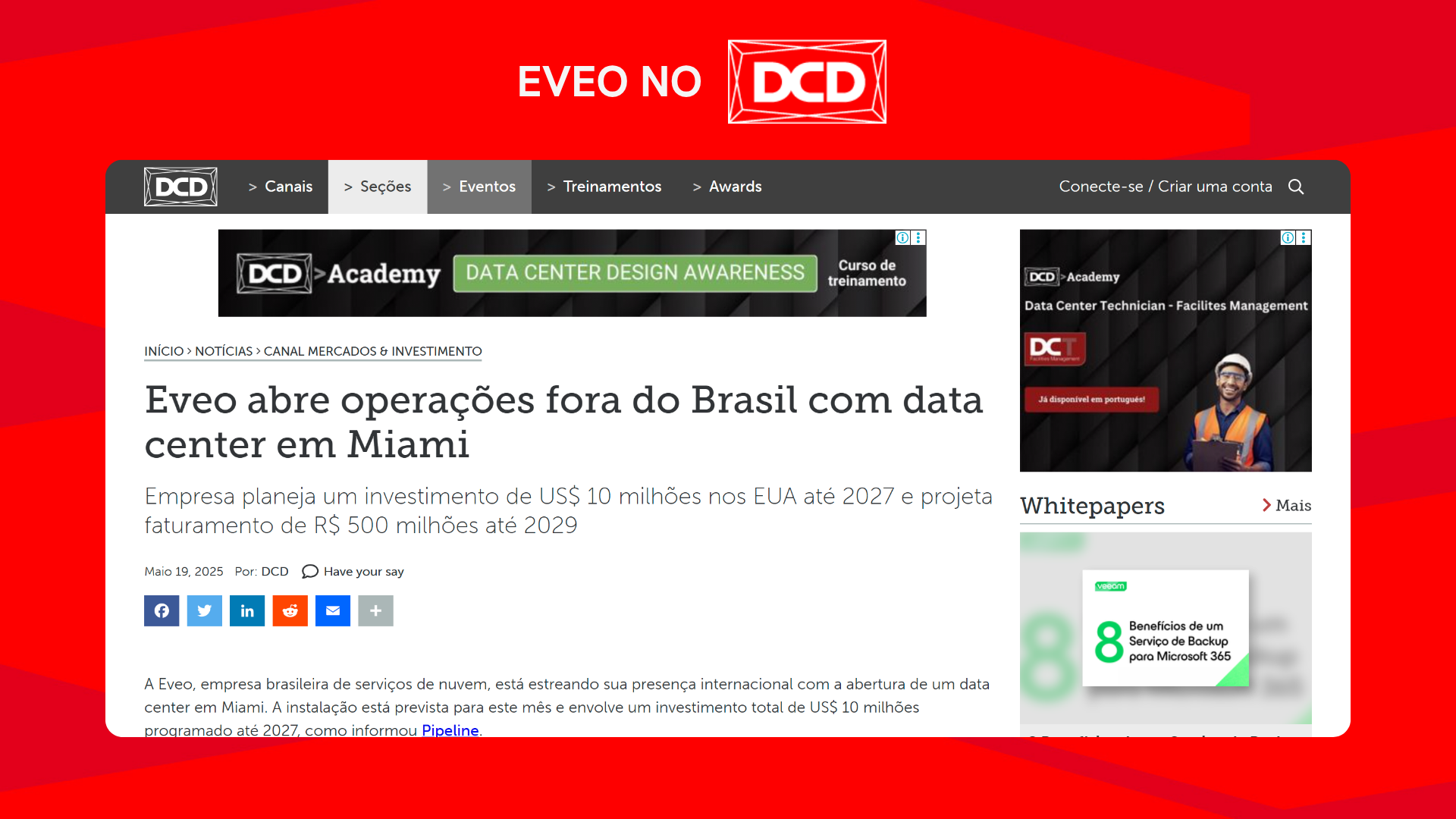 EVEO abre operações fora do Brasil com data center em Miami - Data Center Dynamics
